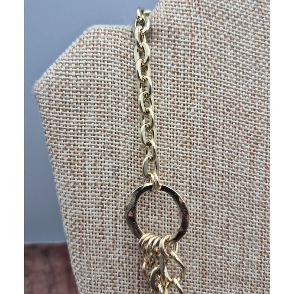 Gold Tone Large Link Multi Chain Statement Necklace 24" Mint - Picture 7 of 10